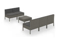 6-piece garden furniture set with cushions, grey woven resin QDJU24374