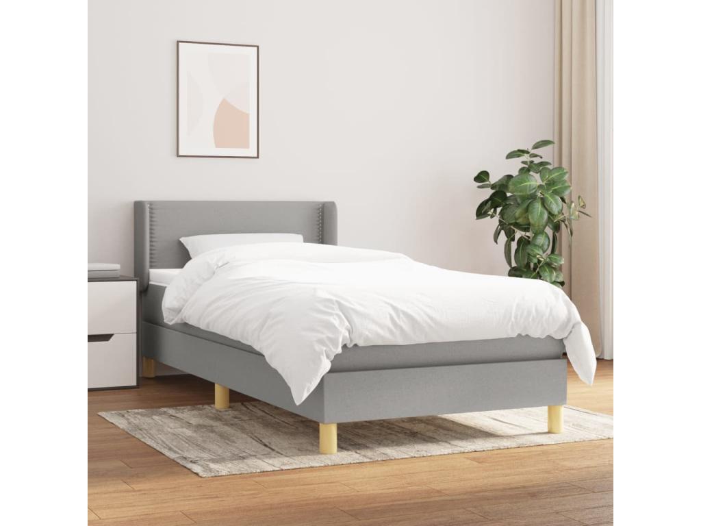 Zensova upholstered bed with light grey mattress 90x200 cm Zensova QPQE40885