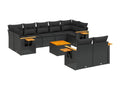 10-piece garden furniture set with cushions, black woven resin NJBK91226
