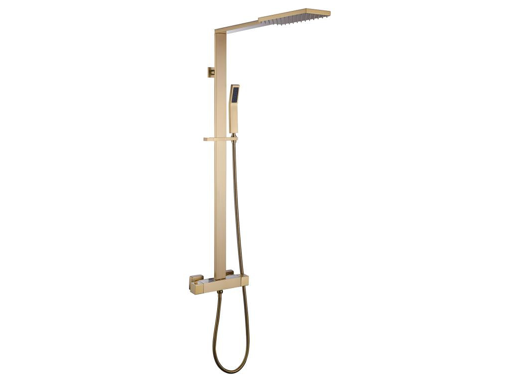 Modern thermostatic shower column, brushed gold - Dormeva MNVF08012
