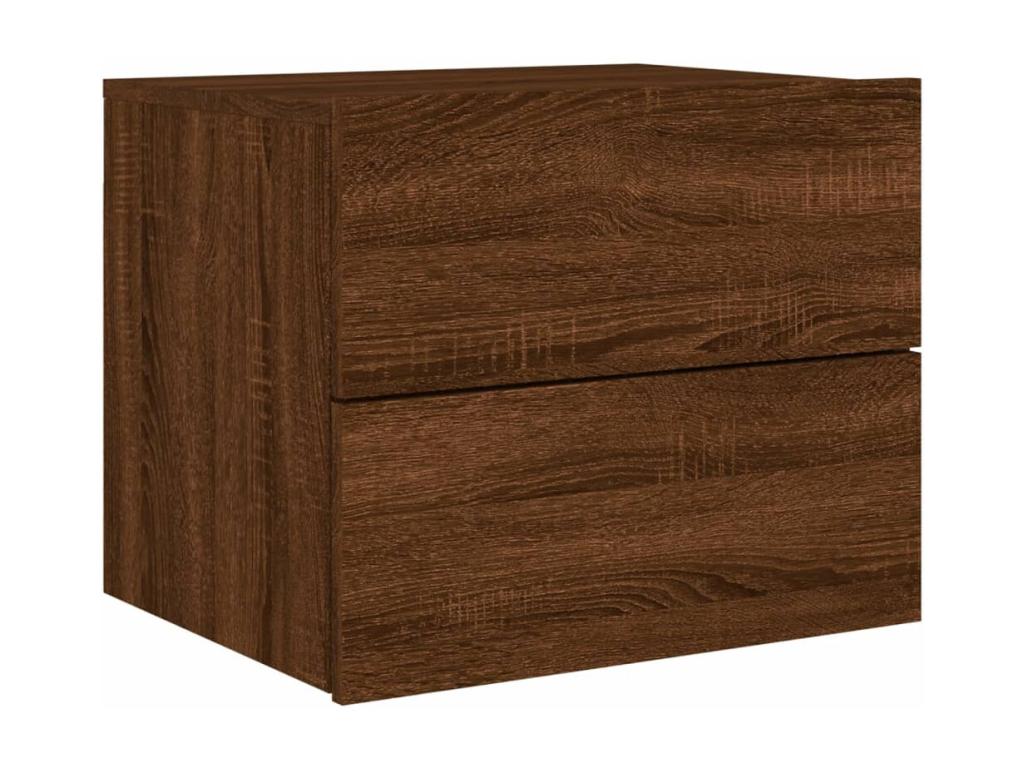 Wall-mounted bedside tables with LED lights, 2 pcs, brown oak, IEVC51364