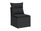 8-piece garden furniture set with cushions, black resin wicker OHZN83315