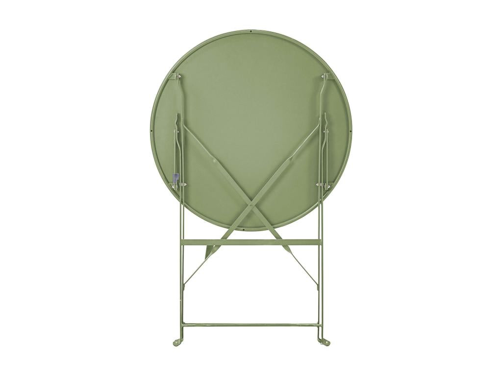 Round folding patio table and 2 folding chairs, lime green FPPY30618