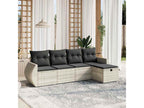 5-piece garden furniture set with light grey cushions, woven resin YOHJ92535