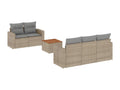 Garden furniture set with cushions, 6 pieces, beige woven resin, IGRT68506