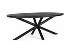Dormeva oval table in black mango wood and black steel legs, 130cm FXHC55672
