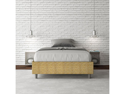Single bed frame with upholstered slatted base 120x210 cm, Dormeva 3 yellow fabric, Dormeva QQFA97225