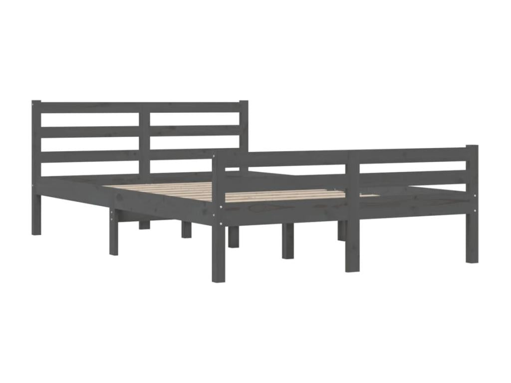 Grey Solid Wood Bed Frame 150x200 cm Extra Large LKTG84306