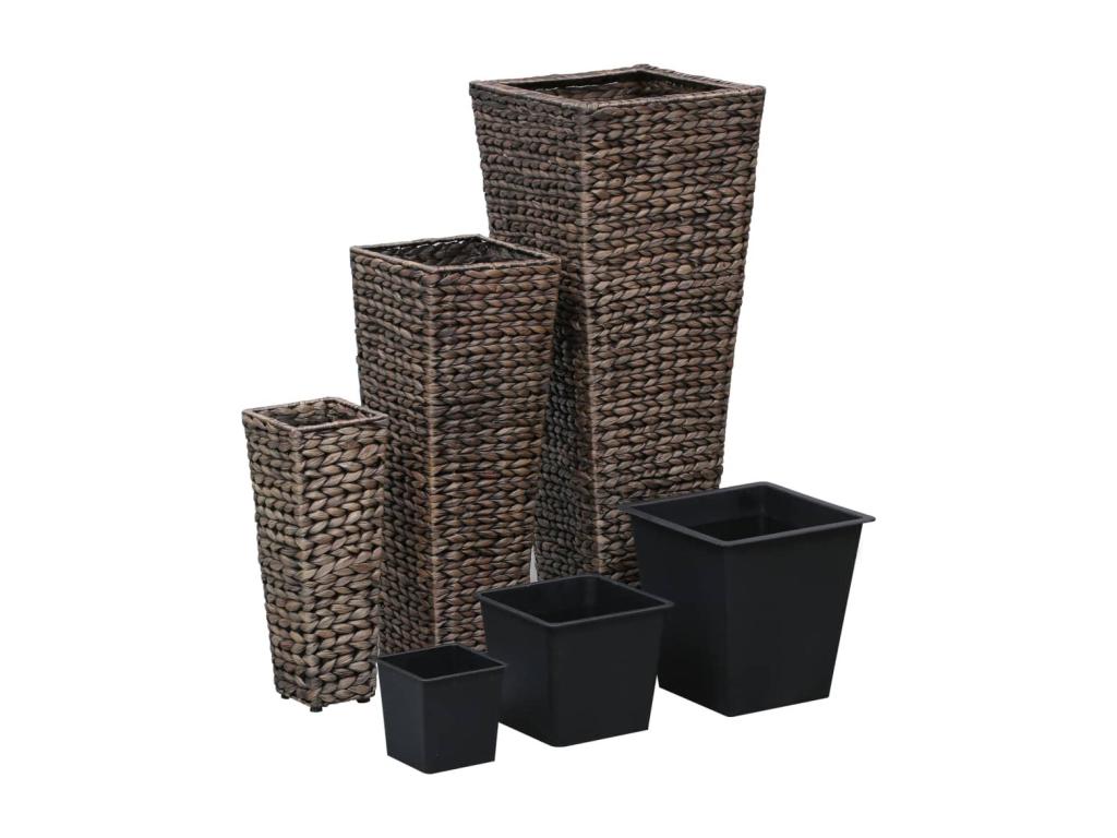 3-piece Water Hyacinth Planters, Dark Brown IOGV46419