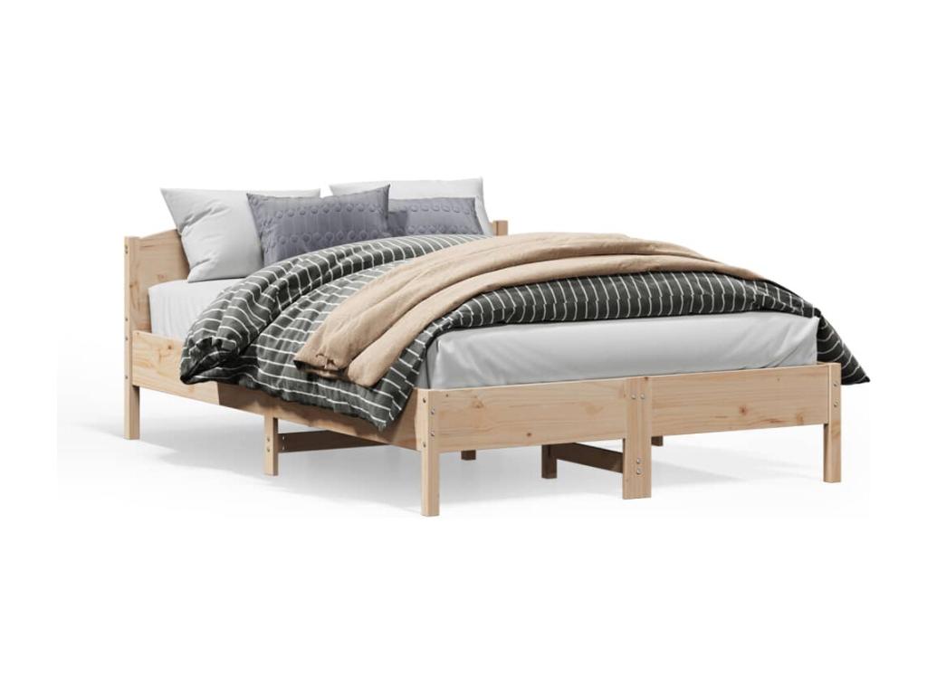 Bed frame with headboard 160x200 cm solid pine wood HAML05521