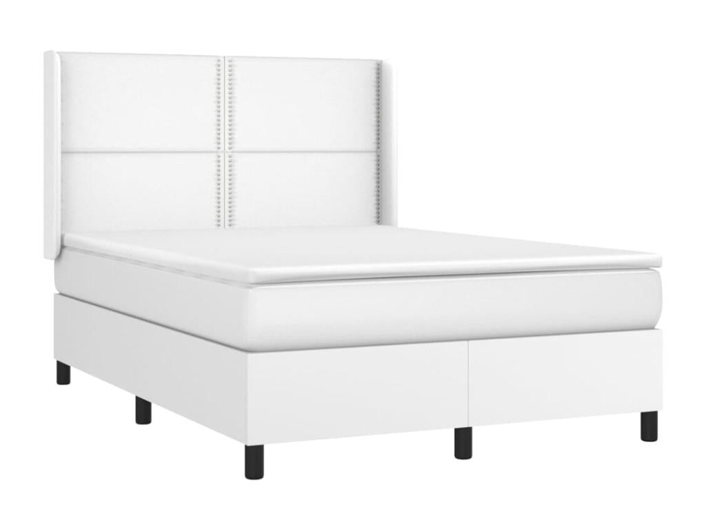 Dormeva bed base with mattress, white, 140x190 cm, faux leather, COTV68271