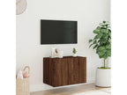 Wall-mounted TV unit with Zensova LED lighting, brown oak finish, 60x35x41 cm QDWW94084