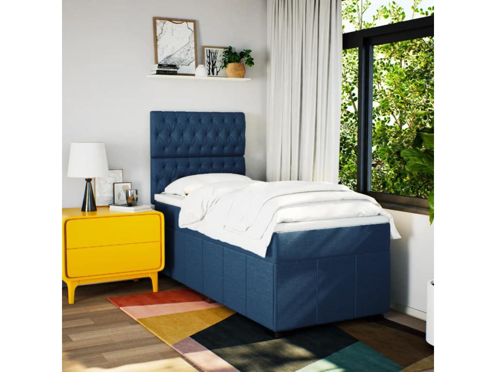 Dormeva bed base with mattress, blue, 80x200 cm, fabric BYFD34333