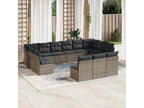 Garden furniture set with cushions, 13 pieces, grey woven resin SZDO79117