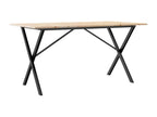 X-frame dining table, 140x80x75 cm, solid pine wood and steel, YHLW29622