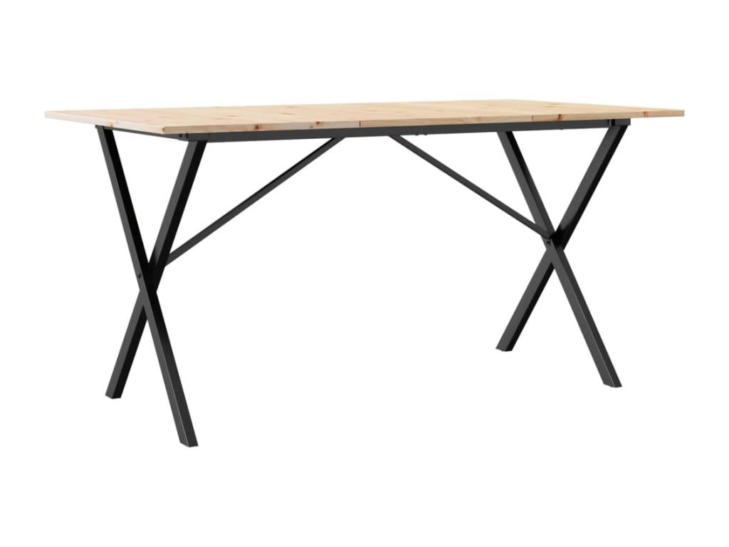 X-frame dining table, 140x80x75 cm, solid pine wood and steel, YHLW29622