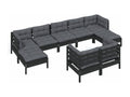 9-piece garden furniture set with cushions, black, solid pine wood, TJDT25681