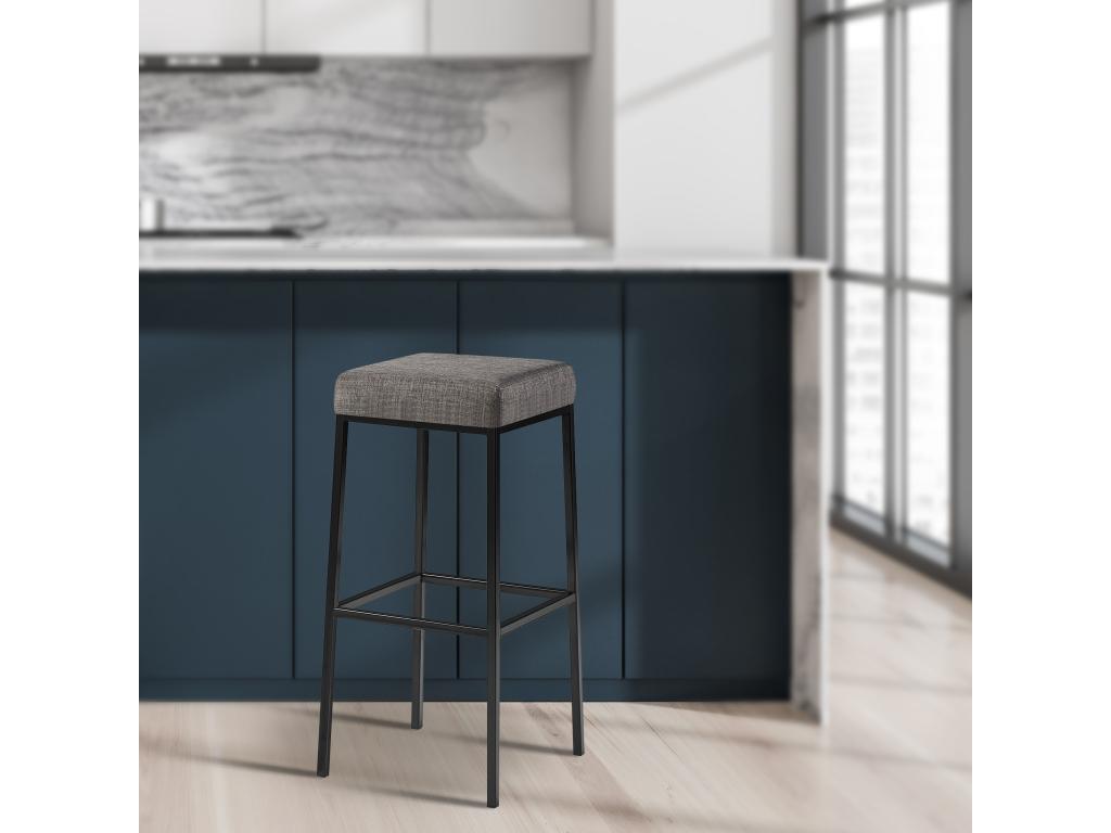 Set of 2 Bar Stools - Fabric / Black - Grey - Dormeva 85 VWIC11652