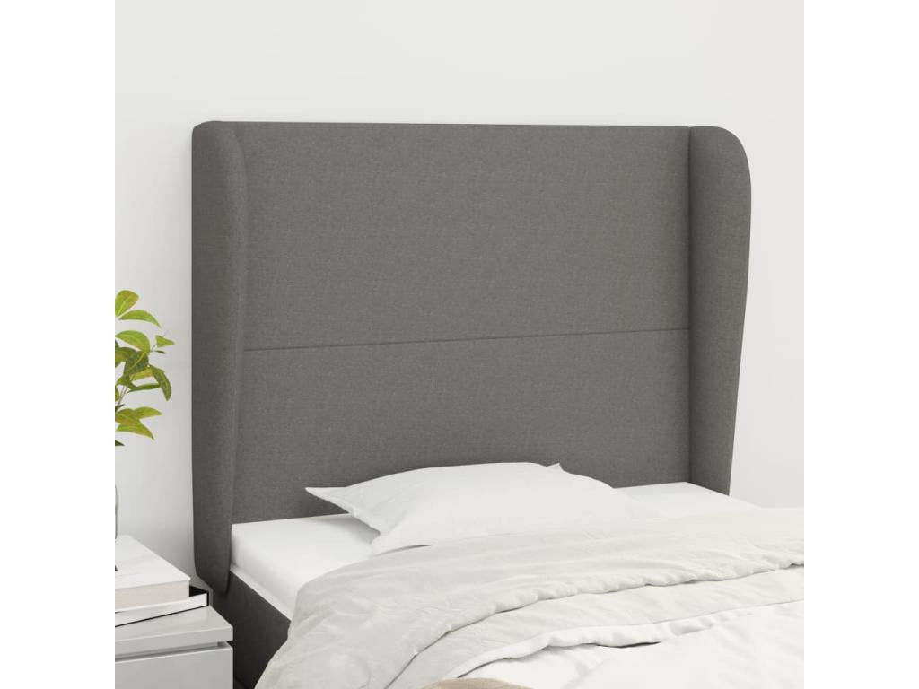 Headboard with wings, Dark Grey, 103x23x118/128 cm, Fabric HFPY83830