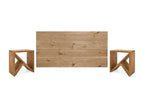 Dormeva JDDF11642 Wooden Headboard and Side Table Set, Aged Finish, 140x80cm