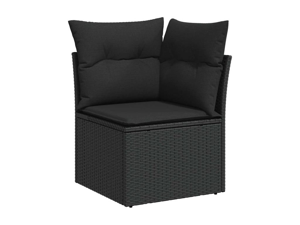 8-piece garden furniture set with cushions, black resin wicker OHZN83315