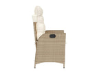Set of 2 reclining garden chairs and beige rattan cushions AXKH43696