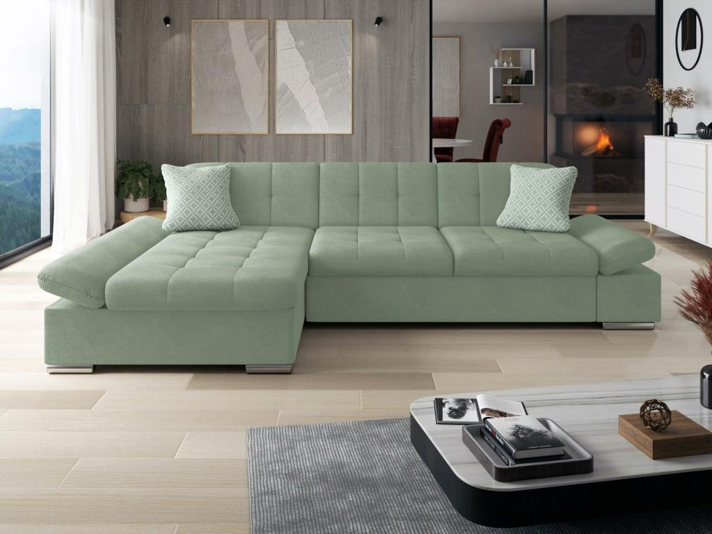 Dormeva 152 Corner Sofa, Green, Sleeping Function, Bedding Box, 278x161x76cm, VUTL87907