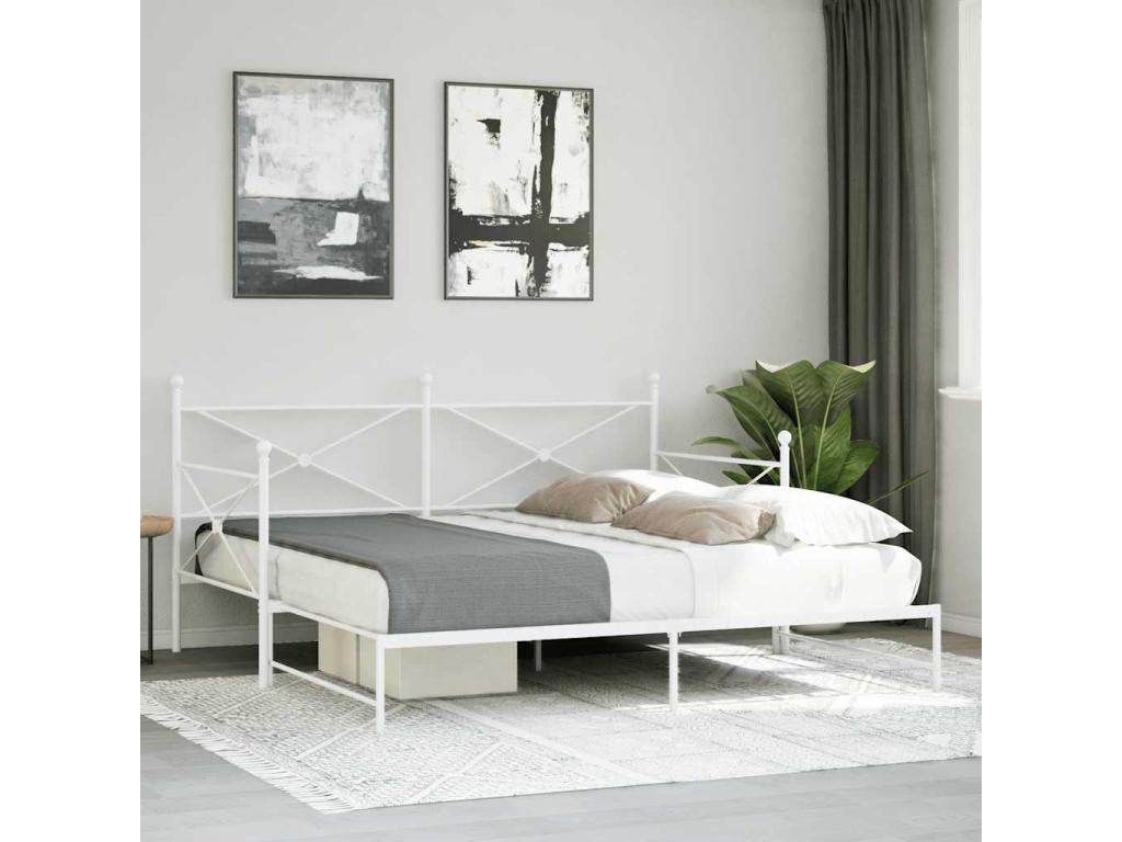 Daybed with pull-out bed (no mattress) white 100x200cm steel JOUR80457