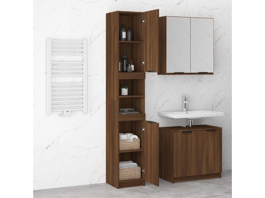 Armoire de bain Chêne marron 32x34x188.5 Bois d'ingénierie FVNT88702