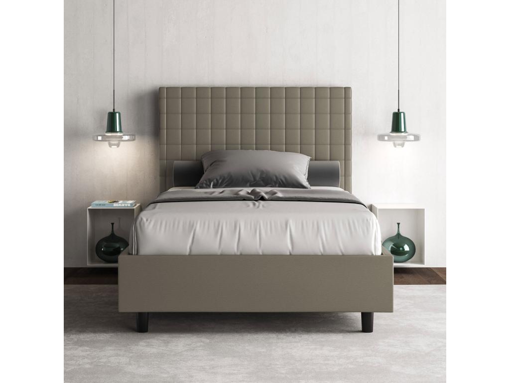 Dormeva DPCD44363 bed with upholstered slatted base, 140x200 cm, cappuccino faux leather