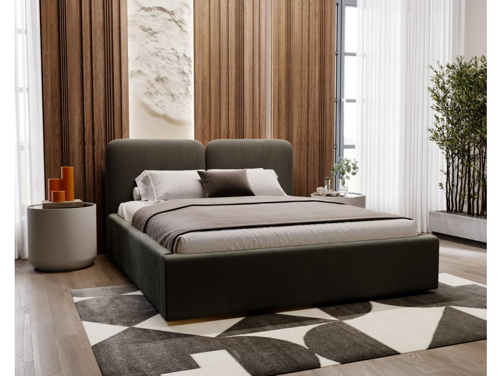 Upholstered bed with storage - 160x200 - double bed - velvet - dark grey - Dormeva ZDTF07275