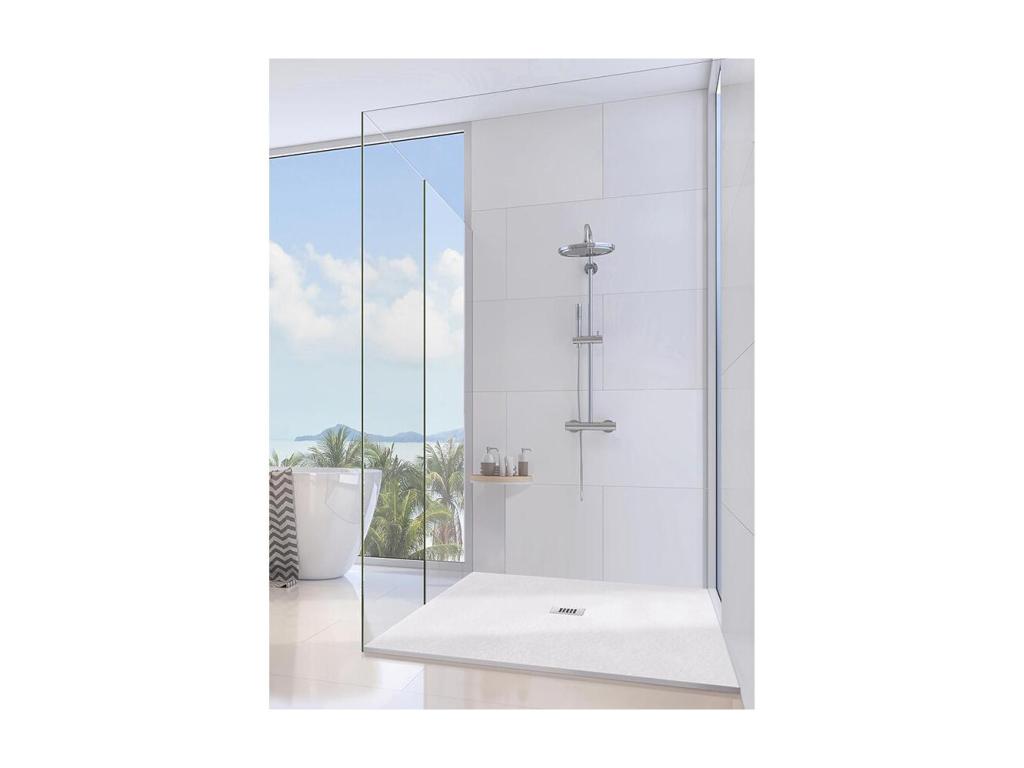 Dormeva Extra Thin White Marmoresin Shower Tray 92x107 with Free Drain GPXI14081