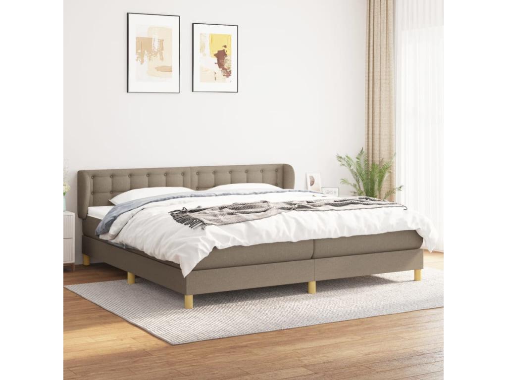 Upholstered bed base with Dormeva mattress 200x200 cm Fabric NDHH83879