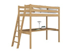 Oak loft bed with desk N02 Natural Oak 80x180 XFRK65857