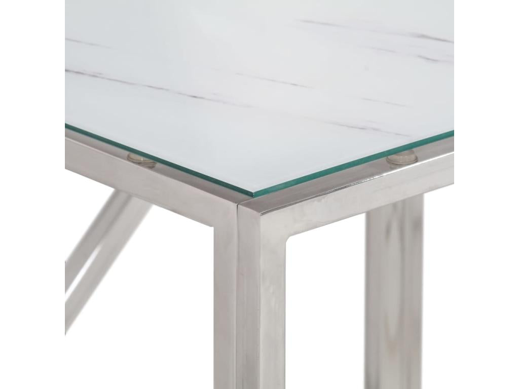 Silver console table in stainless steel and tempered glass ONPA96145