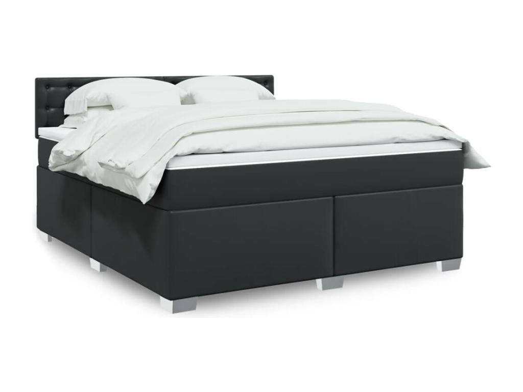 Dormeva bed base with mattress, black, 180x200 cm, faux leather, RJEW54343