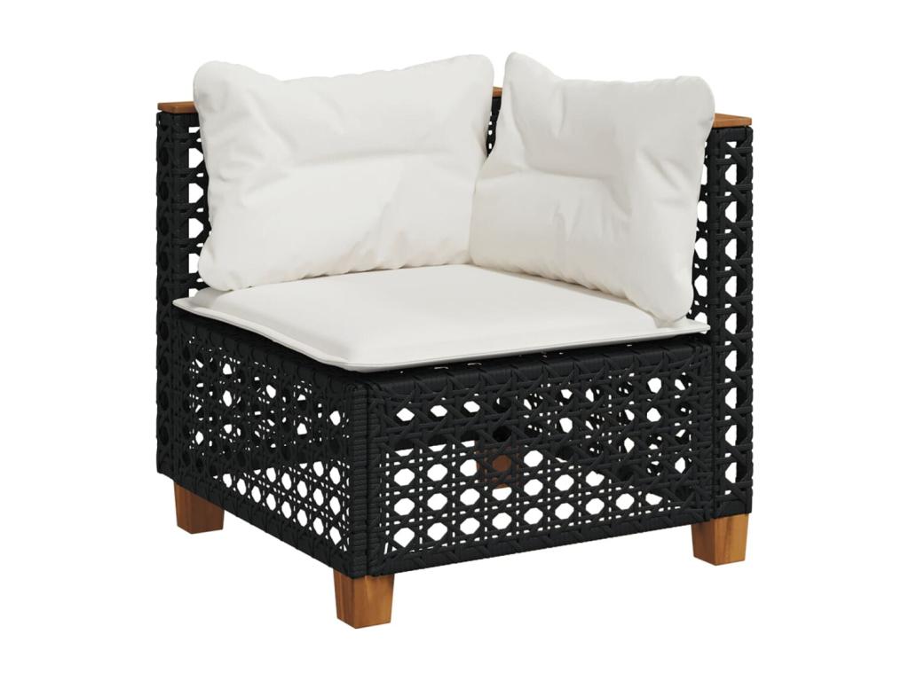 10-piece garden furniture set with cushions, black woven resin UVYS99694