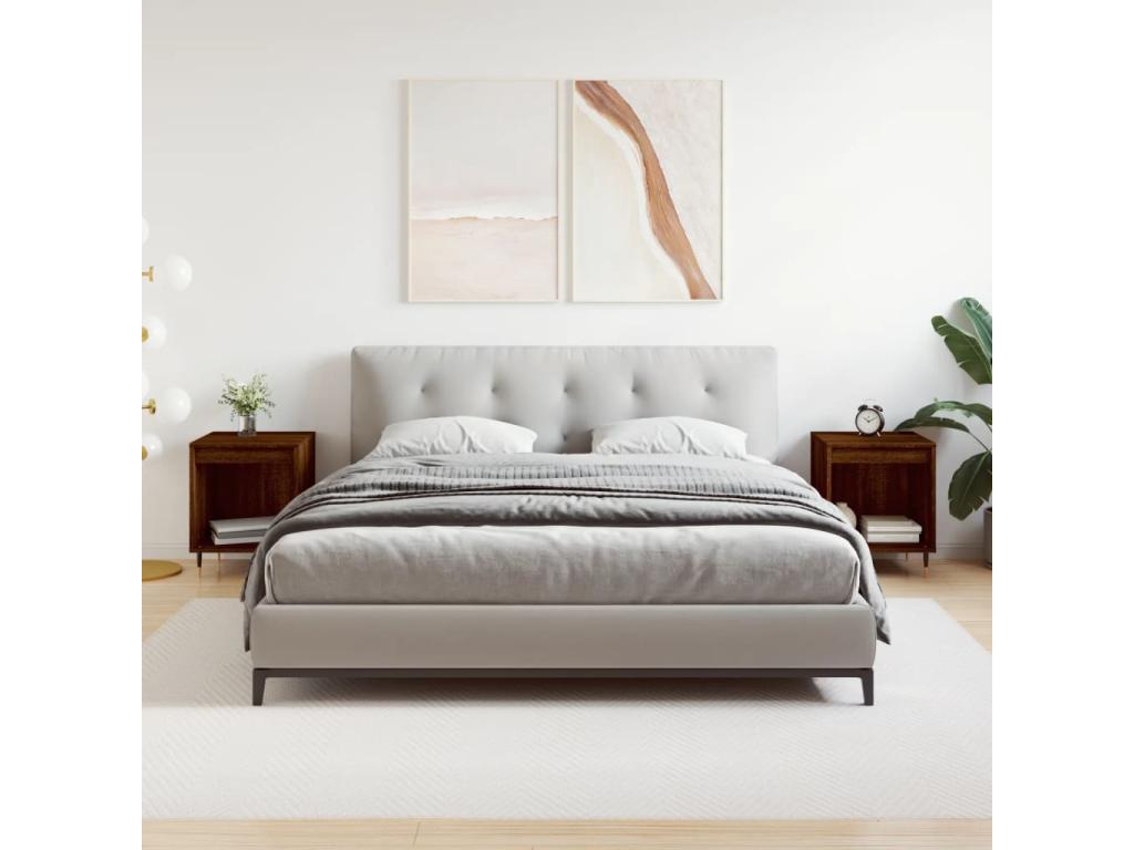 Bedside tables, 2 pcs, brown oak, 40x35x50 cm, engineered wood, LNCB12377