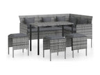 5-piece L-shaped sofa set with cushions, Grey woven resin PUYR08563