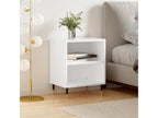 High-gloss white bedside table 40x30x50 cm engineered wood QCIF33565