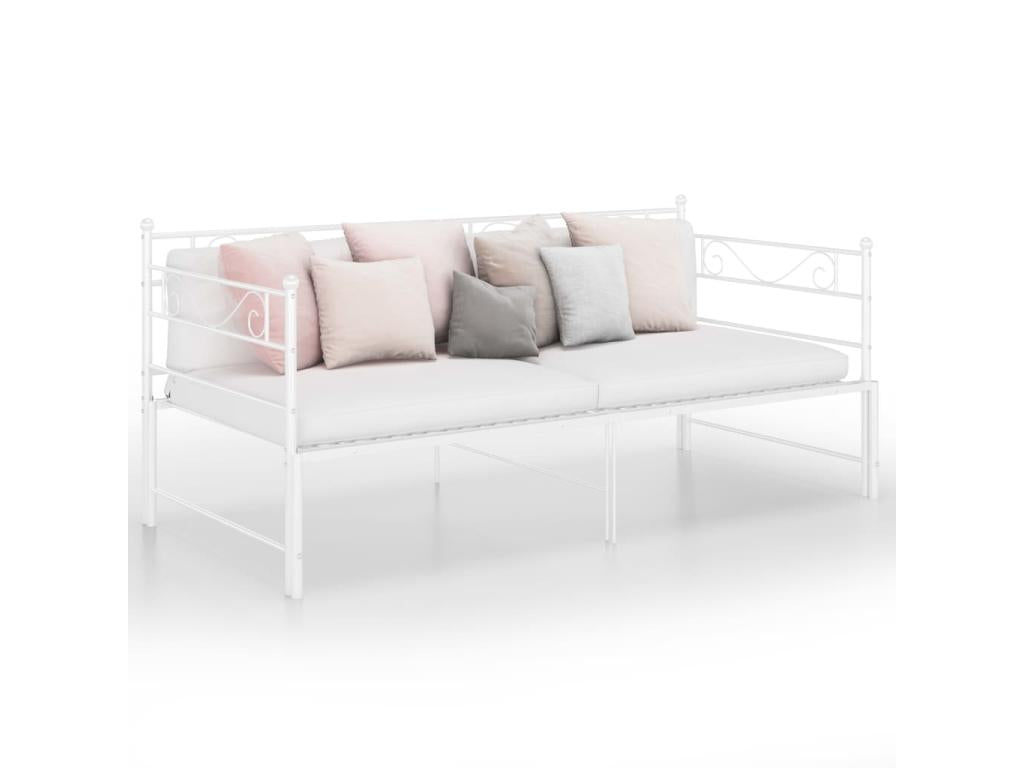 Extendable Sofa Bed Frame, White Metal, 90x200 cm, CEFF79730
