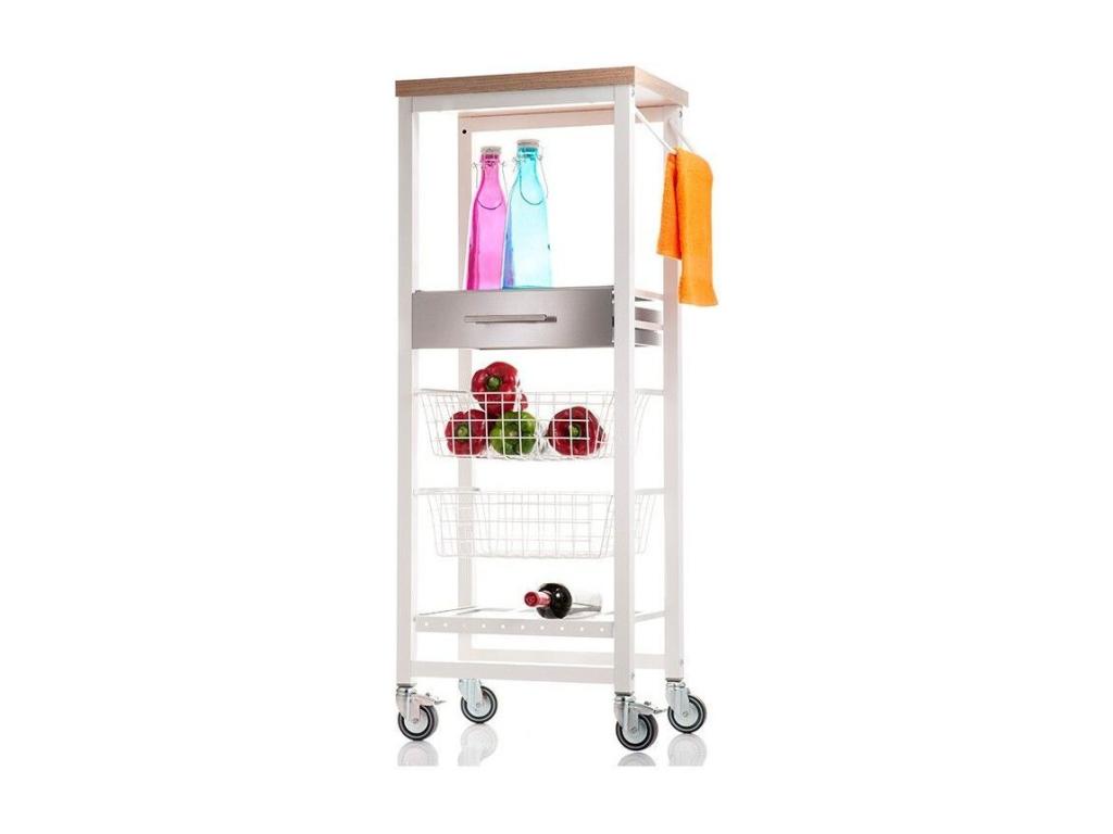 Dormeva kitchen tall storage trolley - White Stainless Steel Elm color - 123x48.5x34 cm - Dormeva HFDB36012