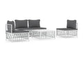 Garden furniture set with cushions, 5 pieces, white steel, JHXO25312
