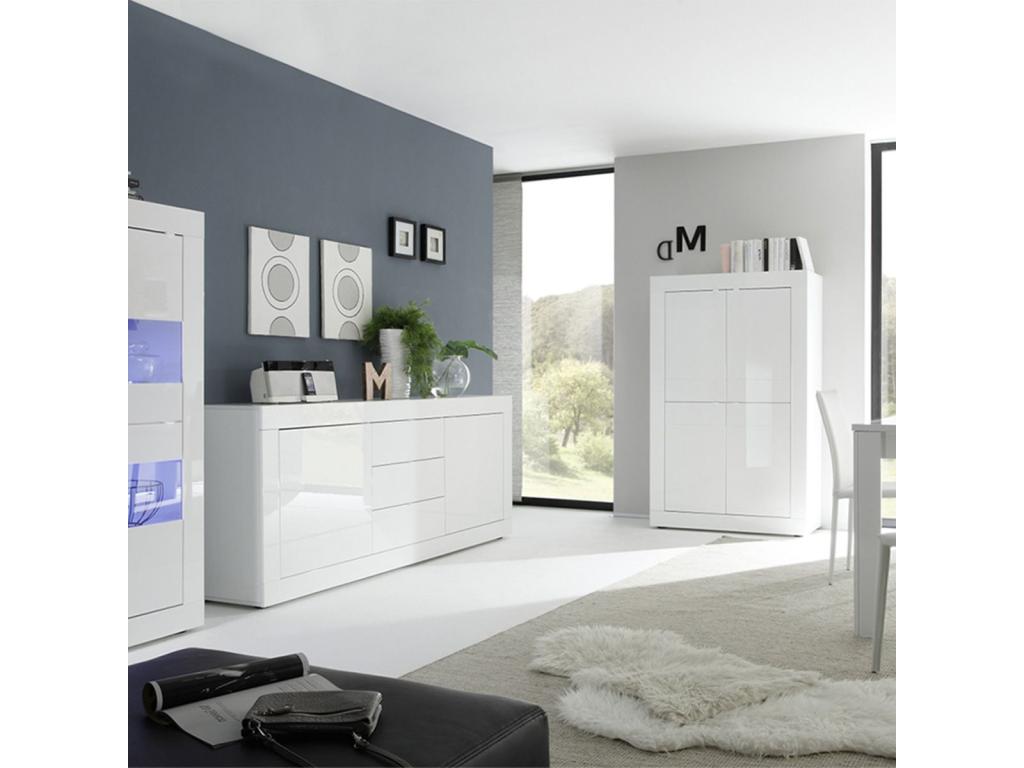 Zensova - Living Room Set with 2-Door, 3-Drawer Buffet in White Lacquered Finish Zensova ZXGF35534