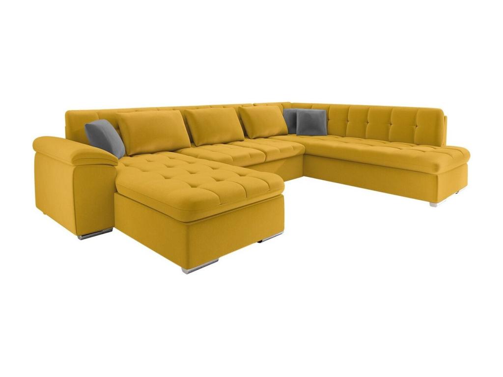 Zensova 114 Yellow Corner Sofa with Sleeping Function and Bedding Box, 348x205x76cm, NVCL89378