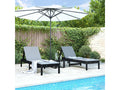 Set of 2 sun loungers with black solid pine wood table YKKE85324