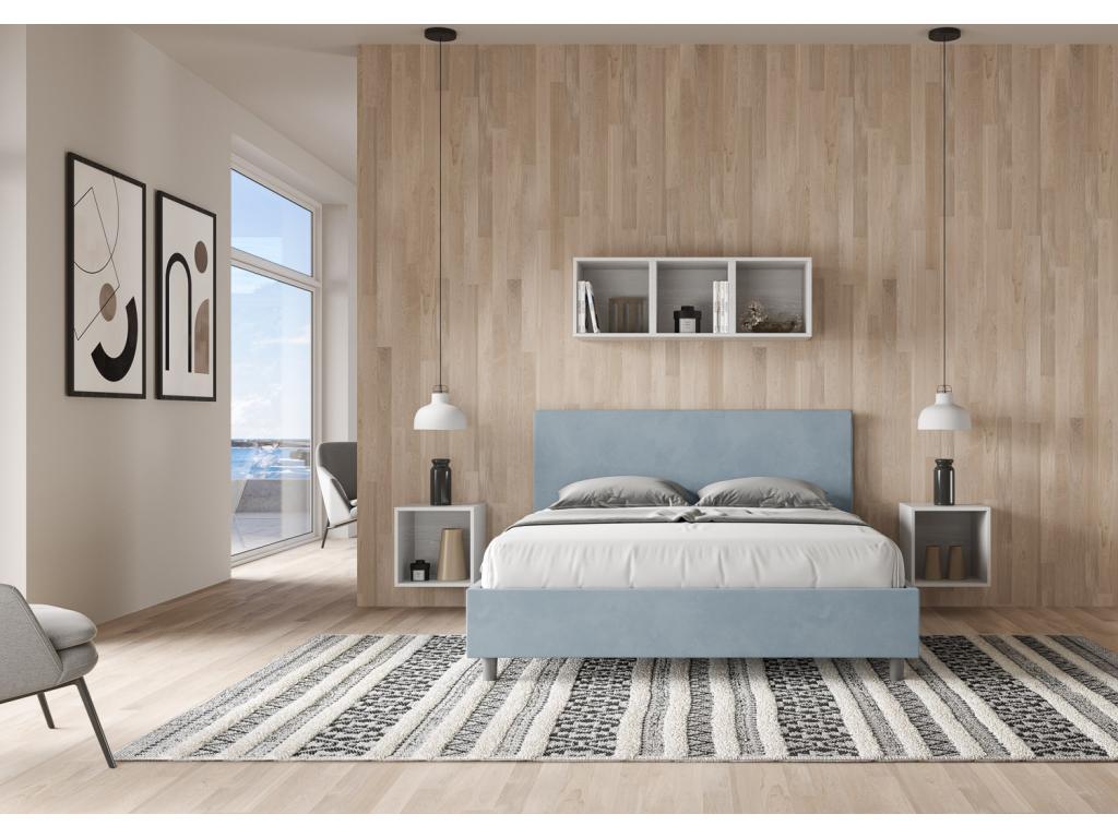 Dormeva SQYH41984 160x190cm Light Blue Microfiber Upholstered Bed (No Slatted Base)