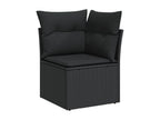 14-piece garden furniture set with cushions, black woven resin BBEI69411