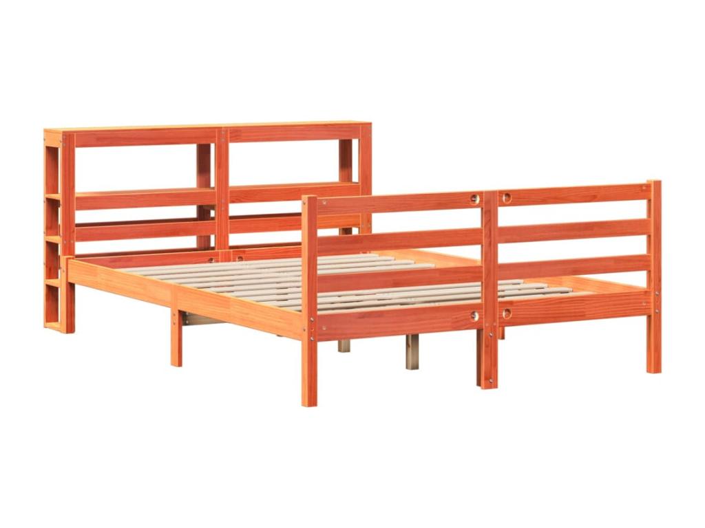 Bed frame without mattress, brown wax finish, 160x200cm, solid pine wood XHDK67461