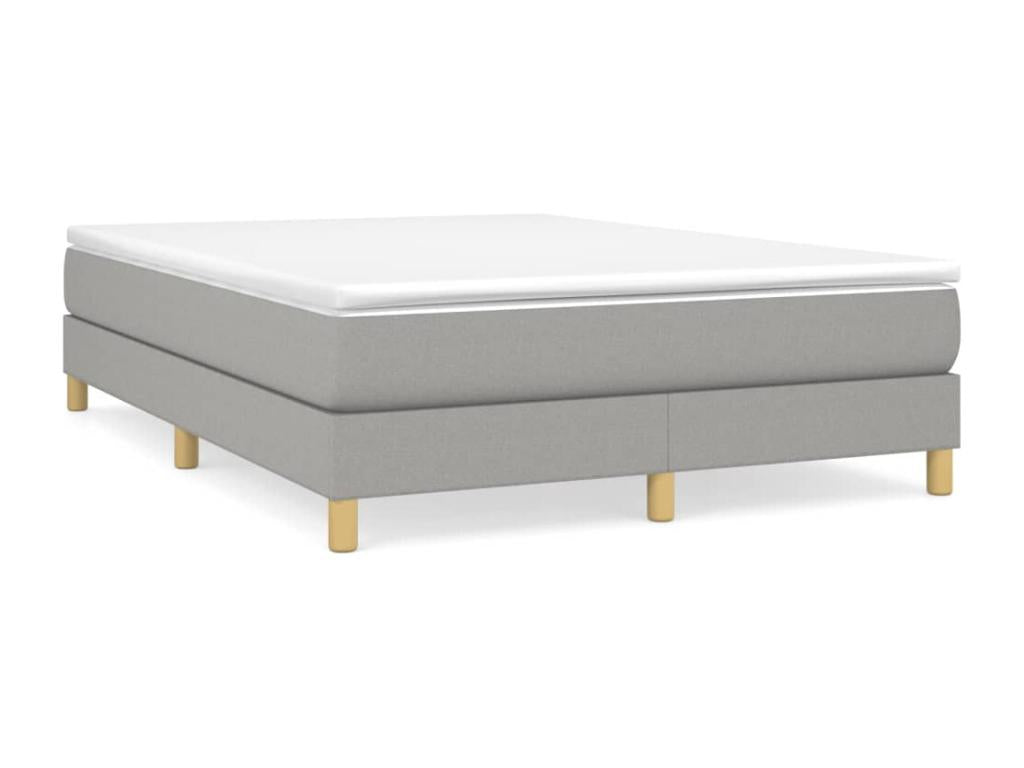 Upholstered bed base with mattress, light grey, 140x200cm, fabric KILY35449